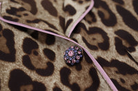 Thumbnail for Elegant Silk Leopard Print Collared Top