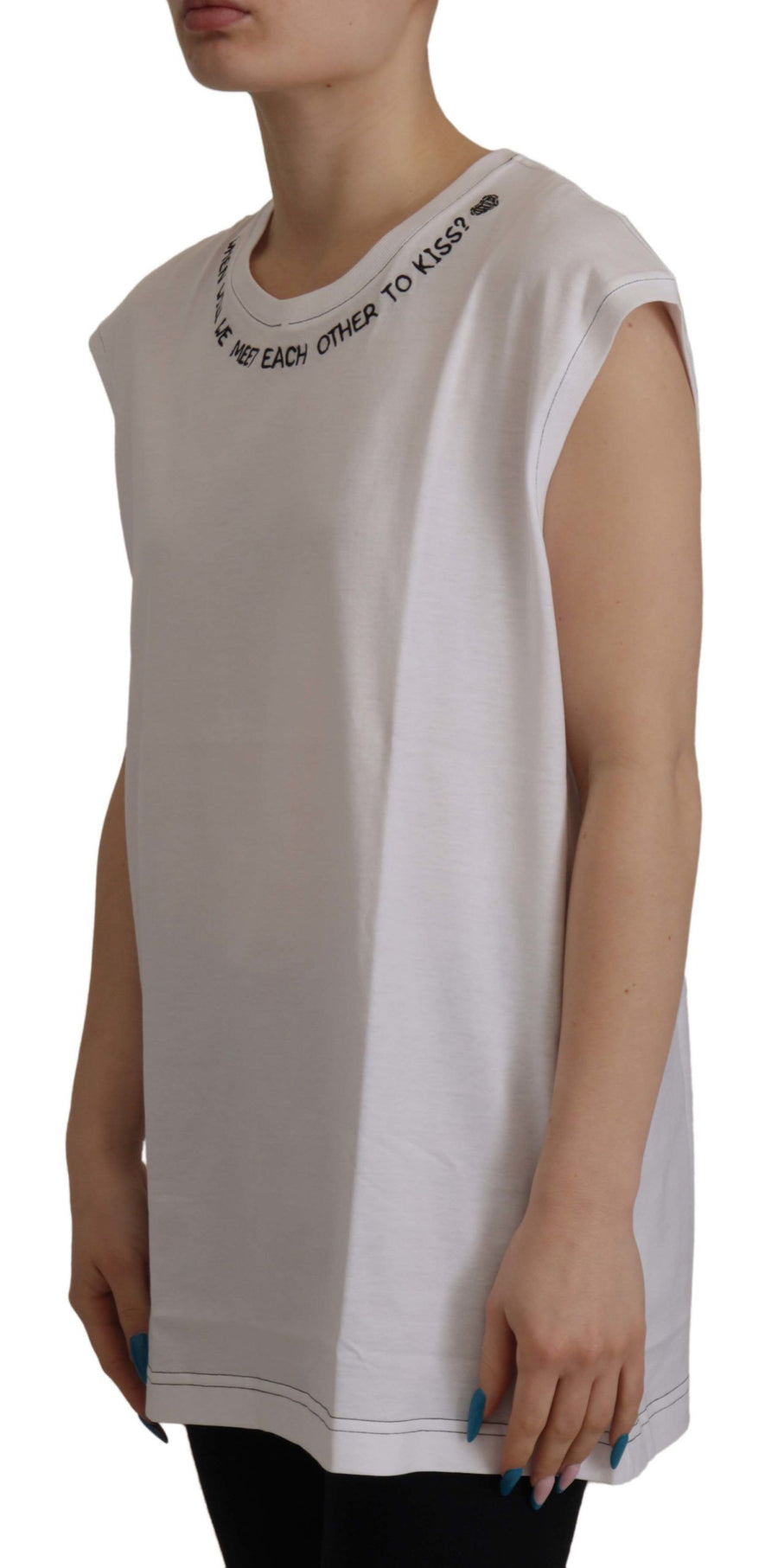 Elegant White Cotton Sleeveless Top