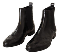 Thumbnail for Elegant Black Ankle Wingtip Oxford Boots