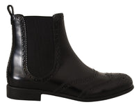 Thumbnail for Elegant Black Ankle Wingtip Oxford Boots