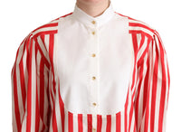 Thumbnail for Elegant Red and White Stripe Cotton Polo Top