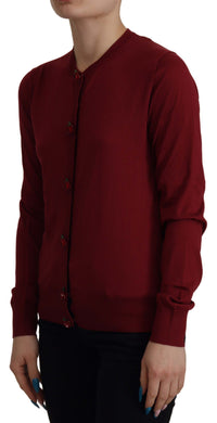 Thumbnail for Elegant Maroon Silk Button Front Sweater