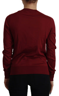 Thumbnail for Elegant Maroon Silk Button Front Sweater