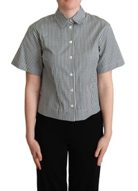 Thumbnail for Elegant Checkered Cotton Polo Top