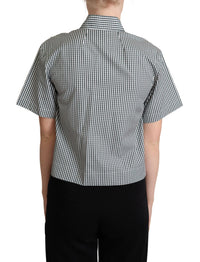 Thumbnail for Elegant Checkered Cotton Polo Top