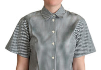 Thumbnail for Elegant Checkered Cotton Polo Top