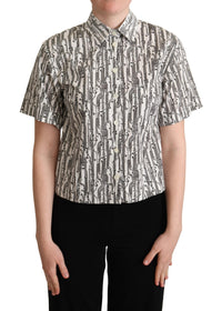 Thumbnail for Elegant Floral Cotton Polo Top