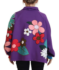 Thumbnail for Elegant Purple Floral Pullover Sweater