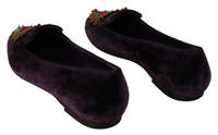 Thumbnail for Chic Purple Velvet Loafers with Heart Detail