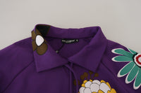 Thumbnail for Elegant Purple Floral Pullover Sweater