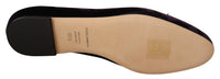 Thumbnail for Chic Purple Velvet Loafers with Heart Detail