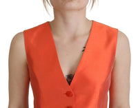 Thumbnail for Elegant Orange Silk Waistcoat