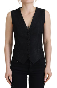 Thumbnail for Elegant Black Silk Blend Waistcoat Vest