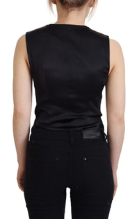Thumbnail for Elegant Black Silk Blend Waistcoat Vest