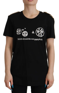 Thumbnail for Chic Black Logo Cotton Tee for Women