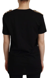 Thumbnail for Chic Black Logo Cotton Tee for Women