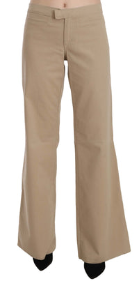 Thumbnail for Beige Mid Waist Flared Luxury Trousers