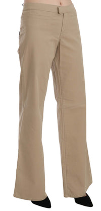 Thumbnail for Beige Mid Waist Flared Luxury Trousers