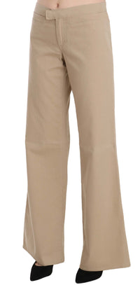 Thumbnail for Beige Mid Waist Flared Luxury Trousers