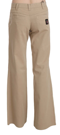 Thumbnail for Beige Mid Waist Flared Luxury Trousers