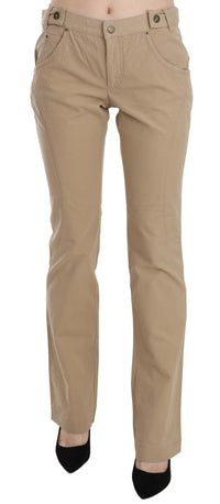 Thumbnail for Beige Mid Waist Straight Leg Pants