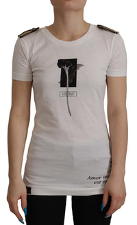 Thumbnail for White Black Roses Crewneck Cotton  T-shirt