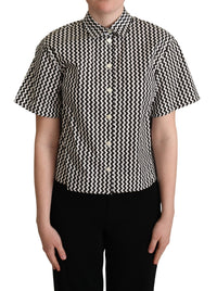 Thumbnail for Zigzag Elegance Cotton Polo Top