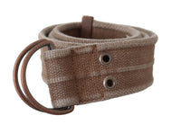 Thumbnail for Beige Leather Logo Belt Sling Cintura Buckle Belt