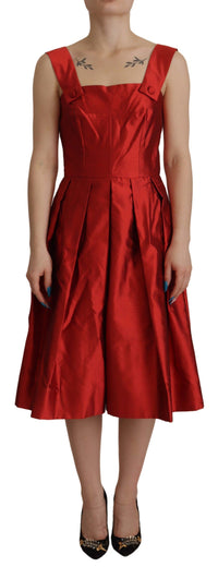 Thumbnail for Radiant Red Silk A-Line Midi Dress