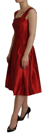 Thumbnail for Radiant Red Silk A-Line Midi Dress