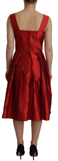 Thumbnail for Radiant Red Silk A-Line Midi Dress