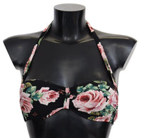 Thumbnail for Elegant Black Floral Bikini Top