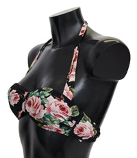 Thumbnail for Elegant Black Floral Bikini Top