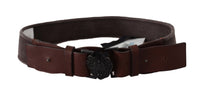 Thumbnail for Classic Dark Brown Leather Belt with Logo Buckle