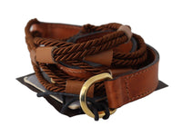 Thumbnail for Elegant Braided Leather Belt in Dark Brown