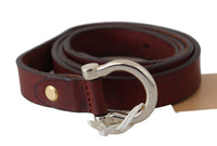 Thumbnail for Brown Leather Luxury Slim Buckle Belt