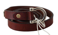 Thumbnail for Brown Leather Luxury Slim Buckle Belt