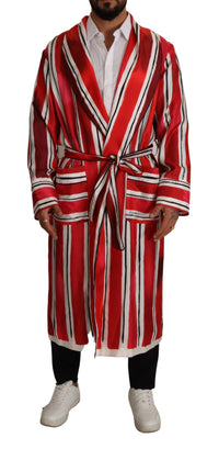 Thumbnail for Chic Striped Silk Sleepwear Robe