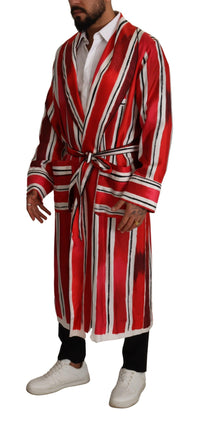 Thumbnail for Chic Striped Silk Sleepwear Robe