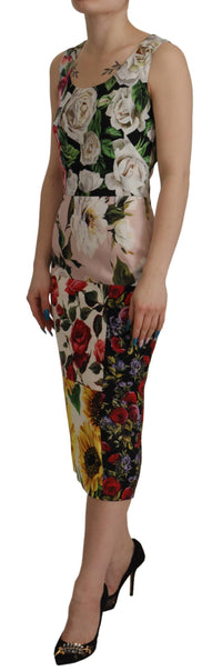 Thumbnail for Patchwork Floral Midi Sheath Dress