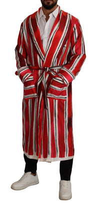 Thumbnail for Chic Striped Silk Sleepwear Robe