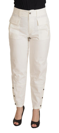 Thumbnail for Elegant White High-Waist Tapered Trousers