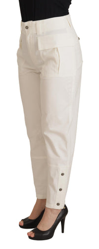 Thumbnail for Elegant White High-Waist Tapered Trousers