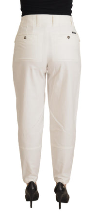 Thumbnail for Elegant White High-Waist Tapered Trousers