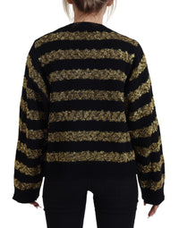 Thumbnail for Elegant Black and Gold Crystal Sweater