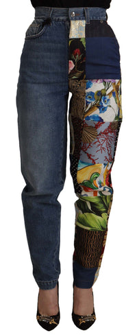 Thumbnail for Patchwork Jacquard Denim Relaxed Jeans