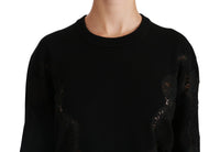 Thumbnail for Elegant Cashmere Crewneck Sweater with Lace Detail