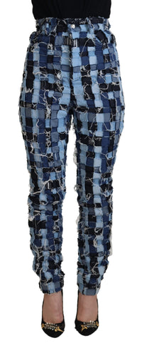 Thumbnail for Multicolor Patchwork High-Waist Skinny Jeans