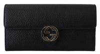 Thumbnail for Elegant Black Leather Wallet with GG Snap Closure