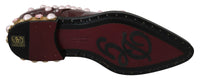 Thumbnail for Elegant Bordeaux Lace-Up Flats with Pearls and Crystals